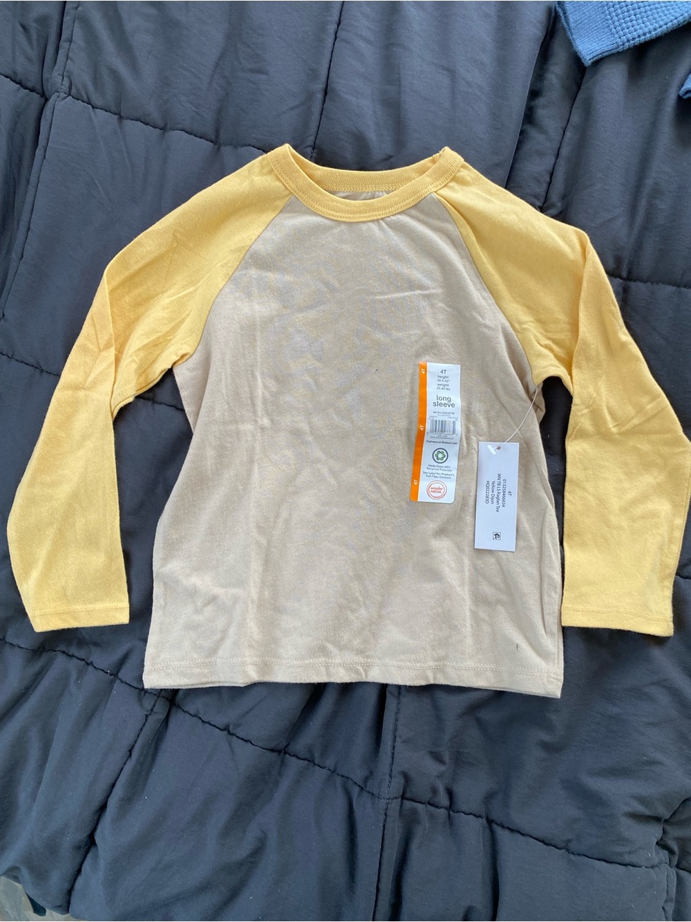 wonder nation Yellow Sleeve Cream Raglan Long-Sleeve Tee